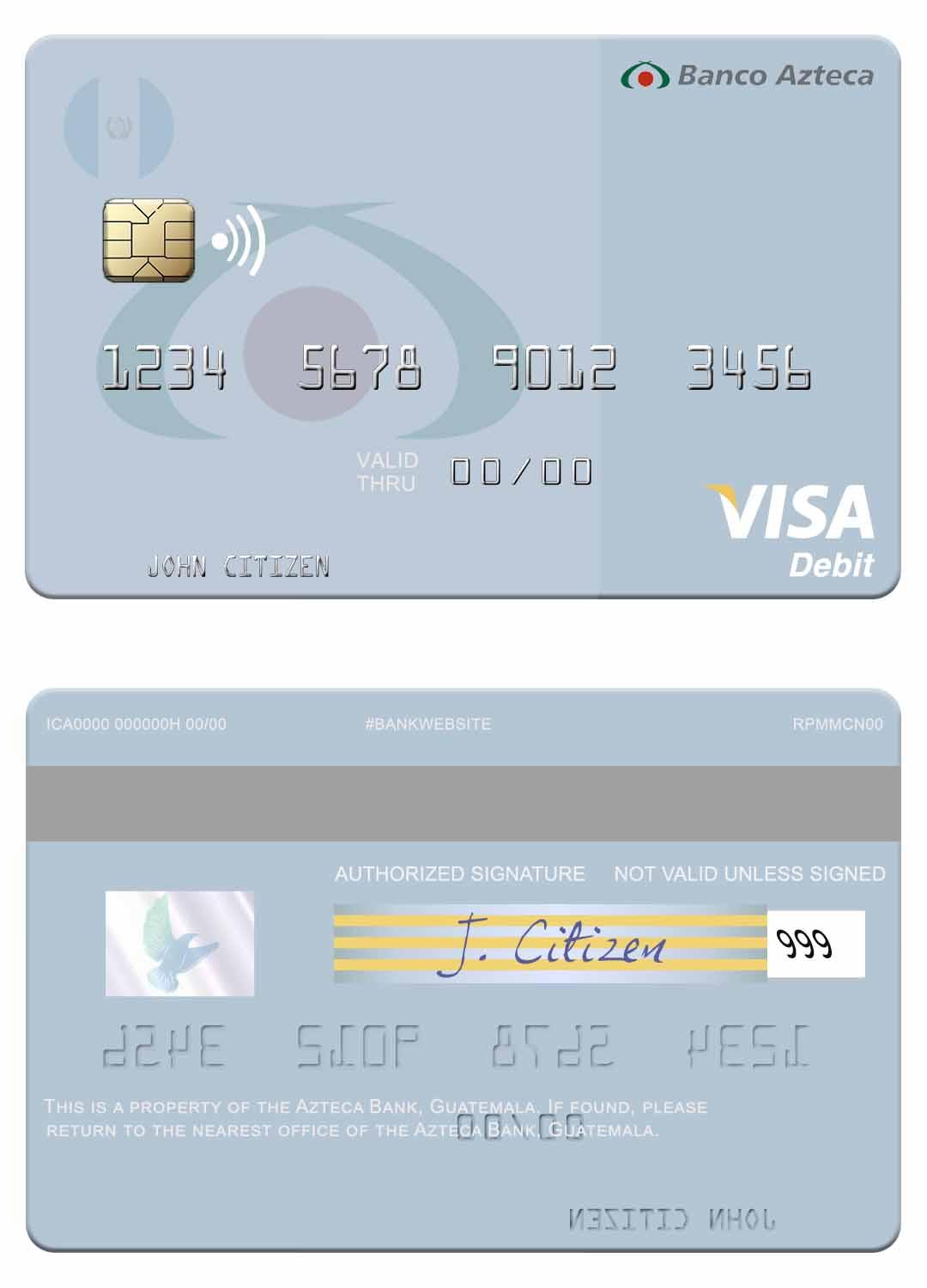 Guatemala Azteca Bank visa debit card